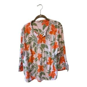 Soft & Cozy CAROLE HOCHMAN Floral Print 2 piece lounge/pajama set, peach/orange